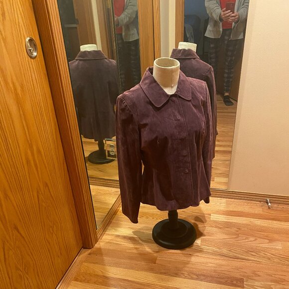 Tria Suede Jacket. Purple. Snap opening. Medium - Picture 2 of 8